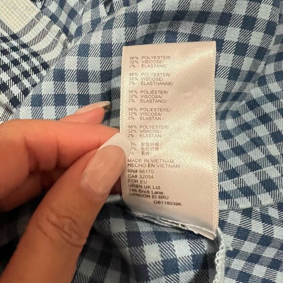 Urban Outfitter Pleated Mini Skirt Size M Blue Plaid Gingham Preppy School Girl - Picture 7 of 7